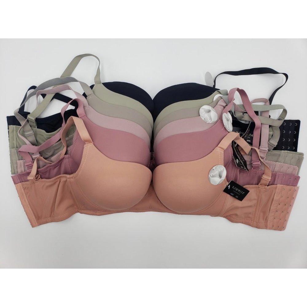 Youmita 6 Pack Bras Solid Push Up Plunge Bra DDD
